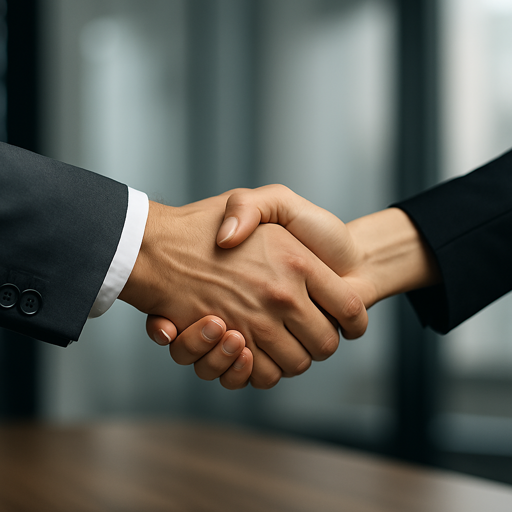 Uścisk dłoni symbolizujący rozpoczęcie współpracy z agencja marketingowa